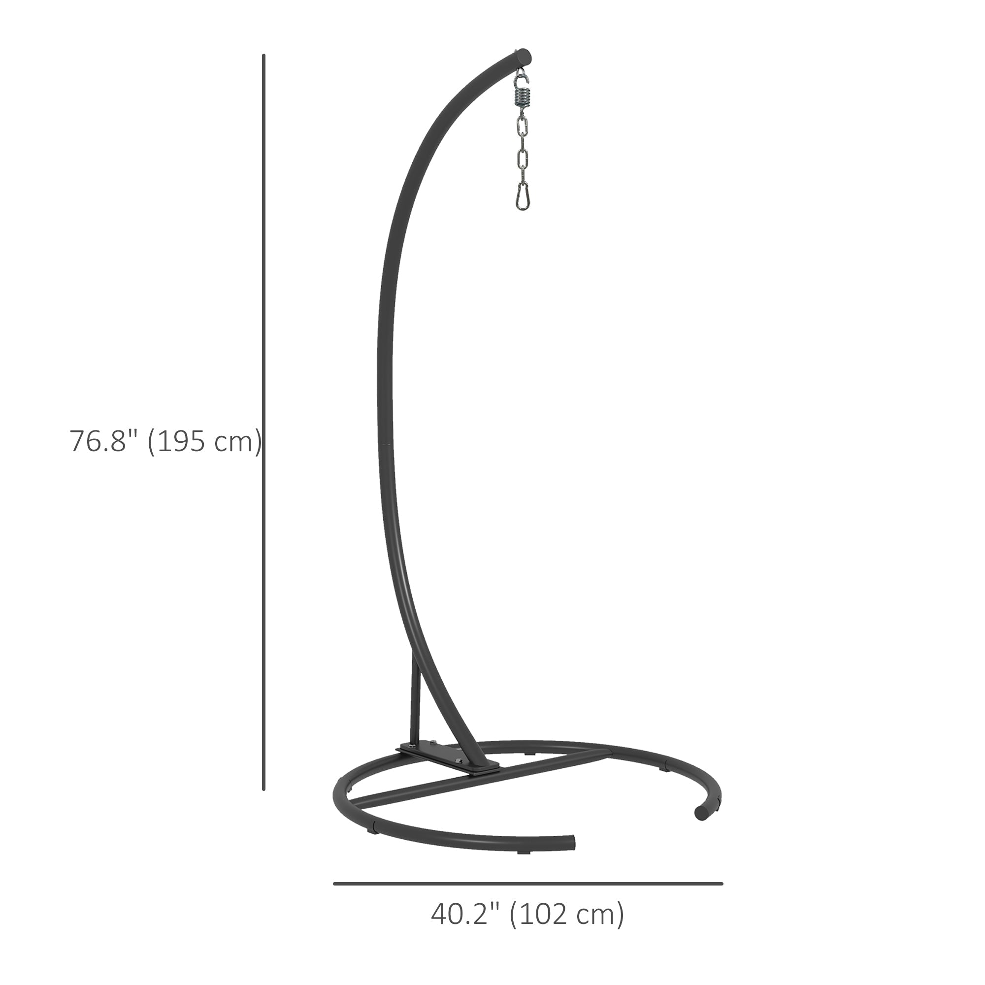 Outsunny Hanging Hammock Chair Stand with Round Base, Heavy Duty Hammock Stand Only with 330 lbs. Capacity, Black 