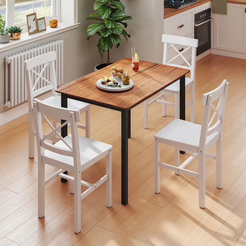 Wooden Dining Chairs Set of 2, Kitchen Chairs with Cross Back, Solid Structure for Living Room and Dining Room, White