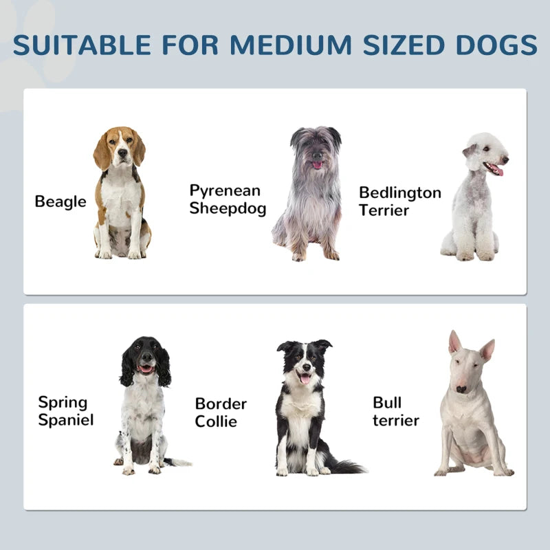 Pet Food Storage Container Dog Feeding Station w/ Adjustable Panel, Hooks, for Medium Sized Dogs, White