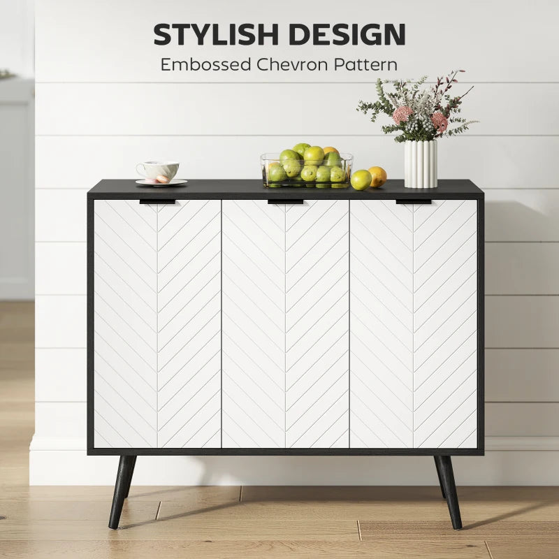 Modern Sideboard and Buffet, Dining Room Cabinet with Adjustable Shelves and 3 Doors, Black