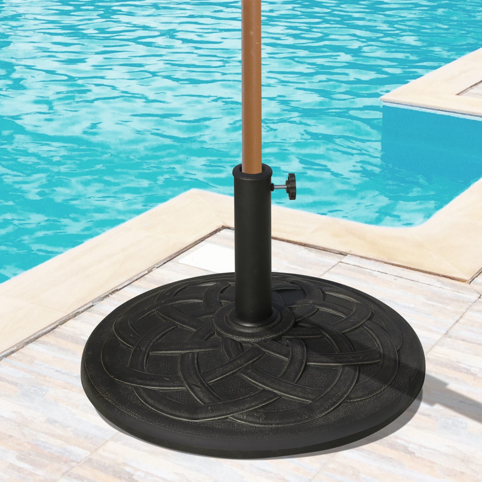 Outsunny Elegant Anchor: Decorative Market Umbrella Base, 22" Resin Round Stand Holder for Patio Outdoor, Bronze Finish 