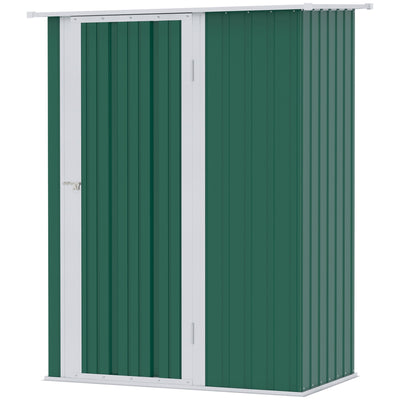 Outsunny Metal Outdoor Storage Shed 5x3 ft - Green, with Sloped Roof & Lockable Door for Tools and Bikes 