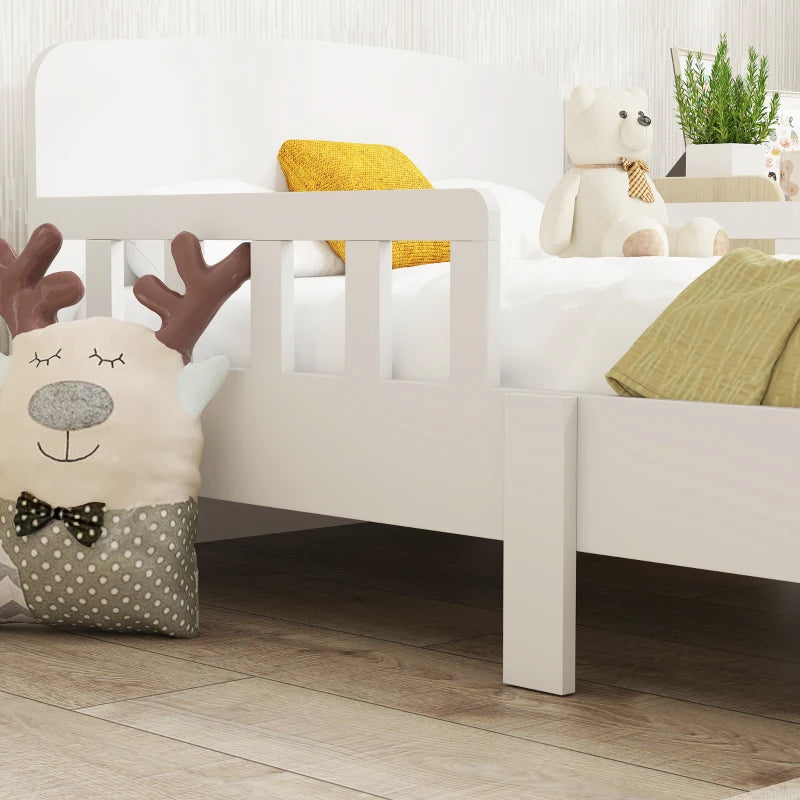 Qaba Toddler Bed Frame with Safety Side Rails for Girls and Boys, Bedroom Furniture, White