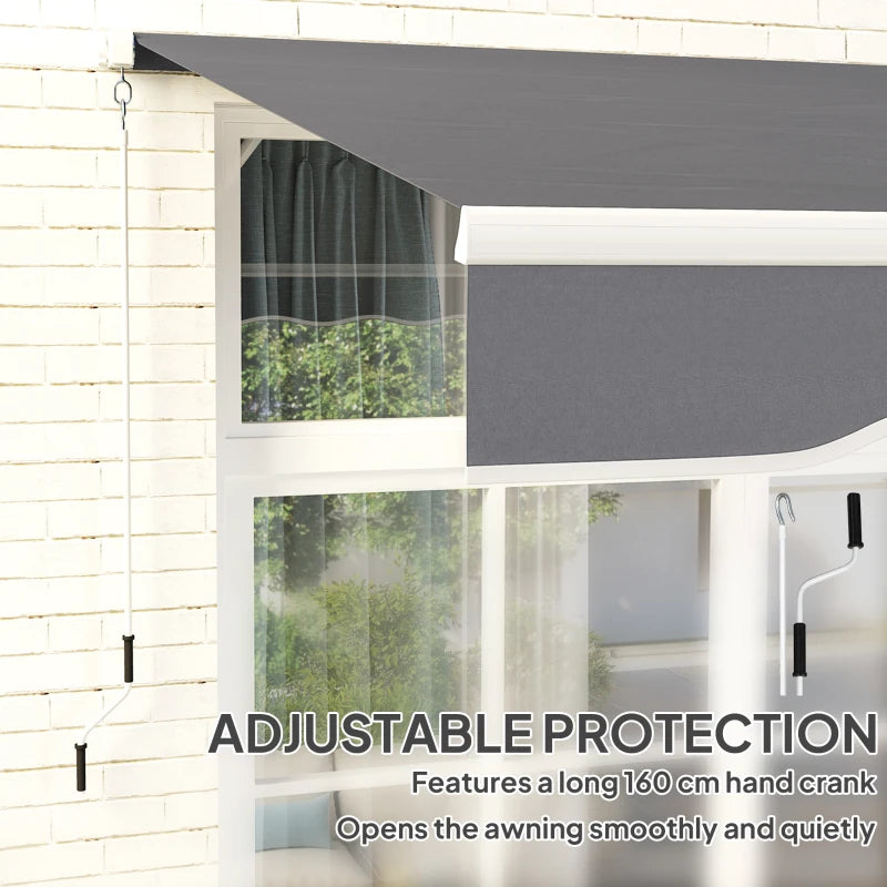 8' x 7' Retractable Awning, Patio Awnings, Sunshade Shelter with 280 g/m² UV & Water-Resistant Fabric, Dark Grey