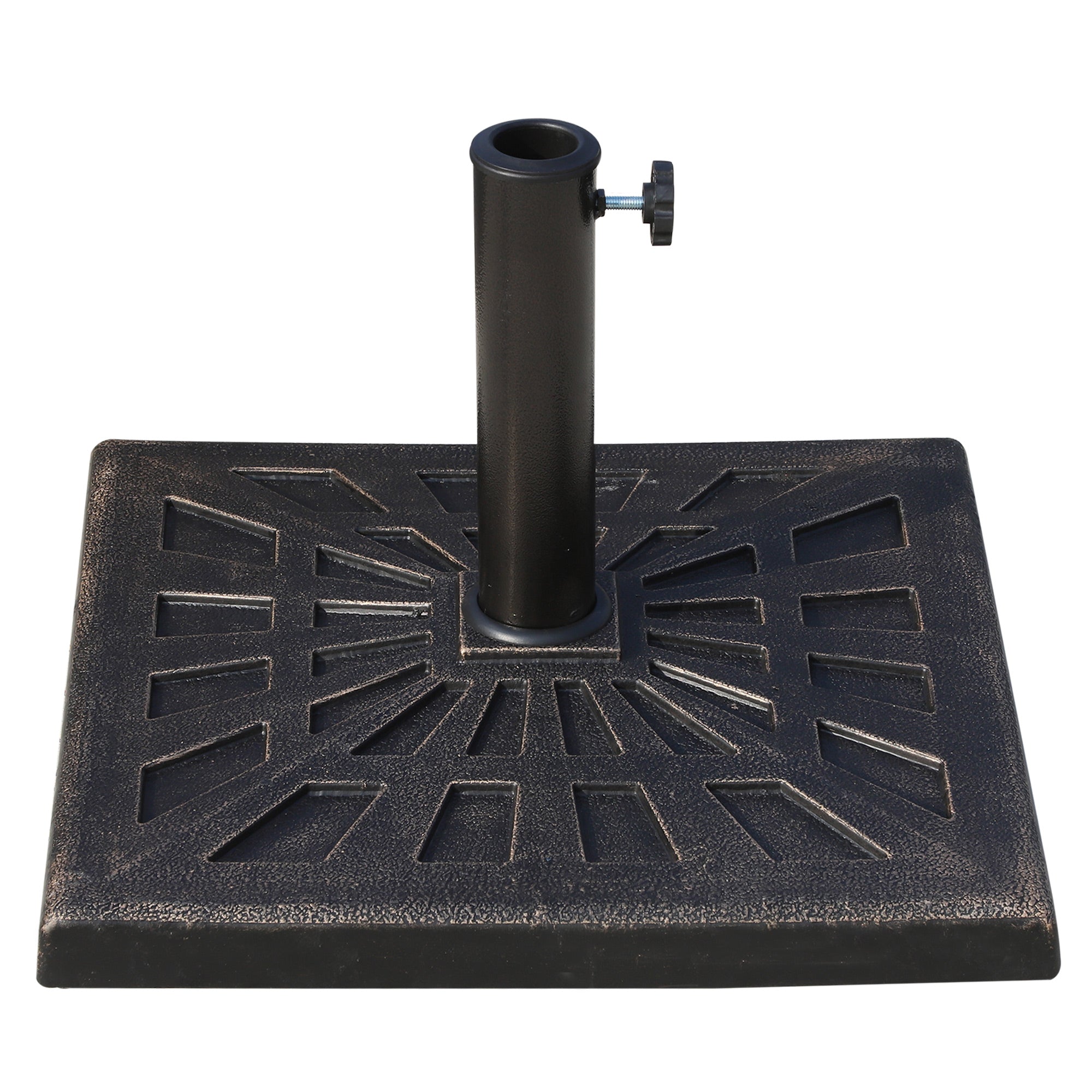 Outsunny Patio Umbrella Base: 18.5" Square Outdoor Resin Parasol Stand, Market Umbrella Holder for Deck, Bronze 