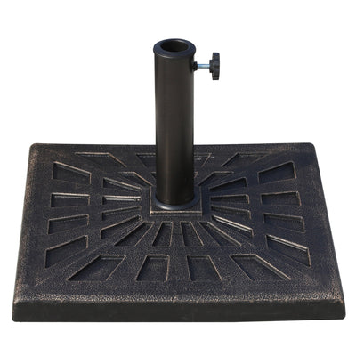 Outsunny Patio Umbrella Base: 18.5" Square Outdoor Resin Parasol Stand, Market Umbrella Holder for Deck, Bronze 
