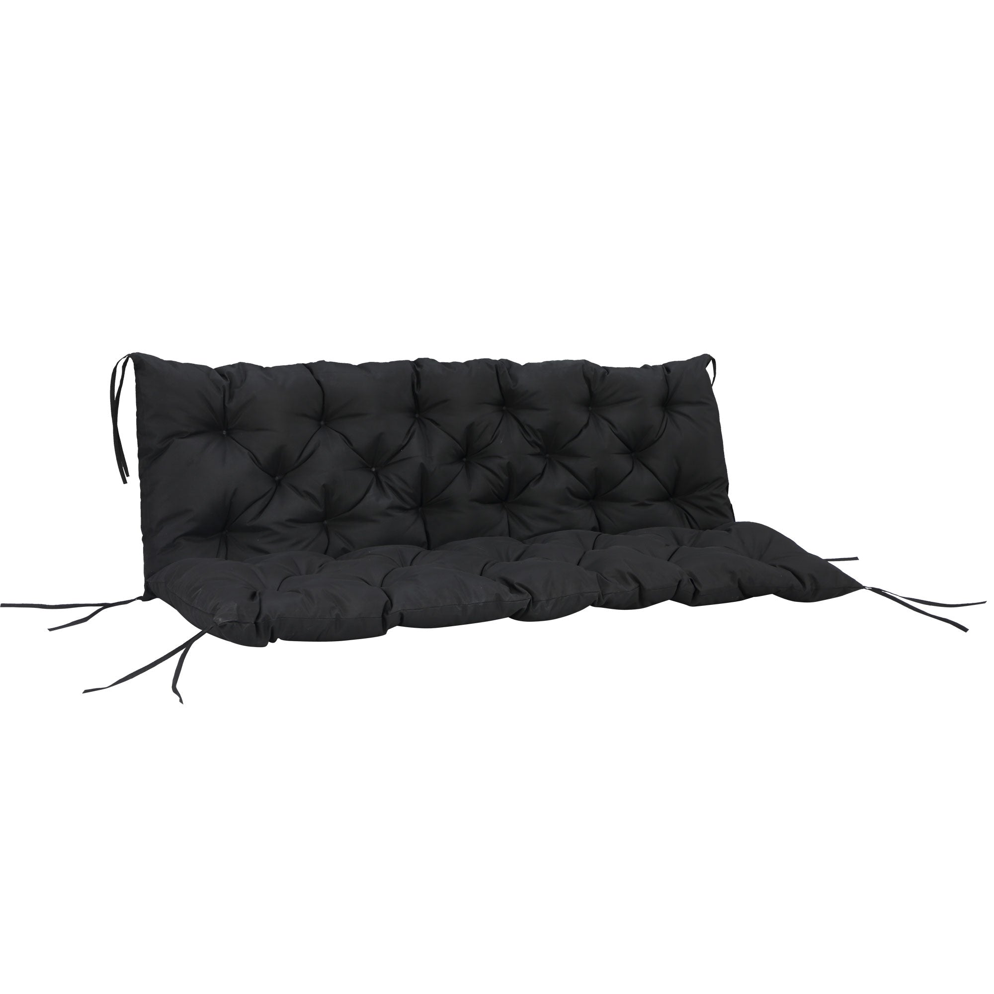 Outsunny 3 Seater Outdoor Seat Pads Bench Swing Chair Replacement Cushions Backrest for Patio Garden, Black 