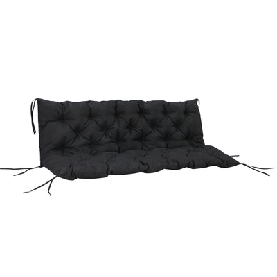 Outsunny 3 Seater Outdoor Seat Pads Bench Swing Chair Replacement Cushions Backrest for Patio Garden, Black 