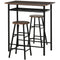 HOMCOM Bar Height Dining Set 3 Piece with Storage Shelf Metal Frame Footrest 1 Table 2 Stools for Kitchen Black