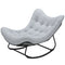 Oversized Rattan Patio Egg Chair, Outdoor Rocking Chair with Padded Cushion for Indoor, Porch, Grey