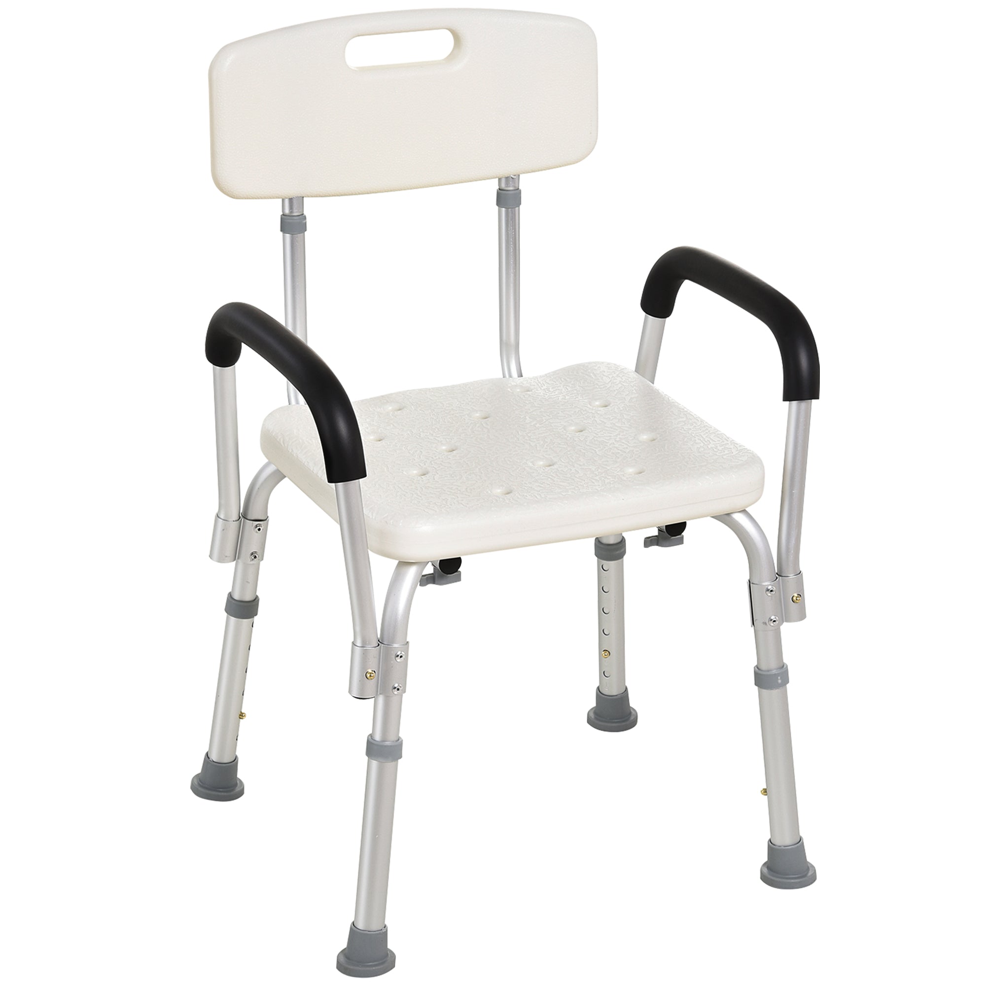 HOMCOM Medical Shower Chair Adjustable with Back Bathtub Bench Seat Padded Arms Non Slip Safety for Disabled Seniors 