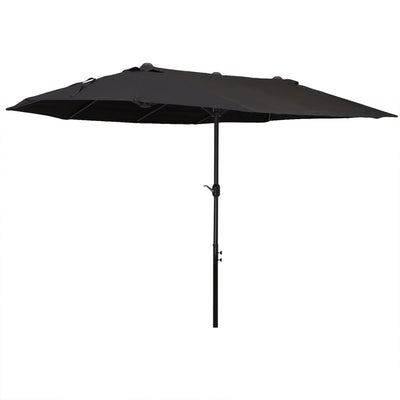 Outsunny 15ft Double-sided Outdoor Sun Umbrella with Twin Canopy, Outdoor Parasol with Crank for Pool, Deck, Black 