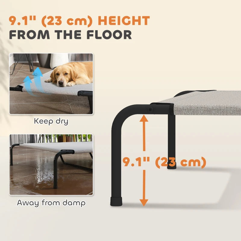 Elevated Dog Bed, Outdoor Dog Cot, Raised Dog Bed for Large Dogs with Breathable Mesh, Beige