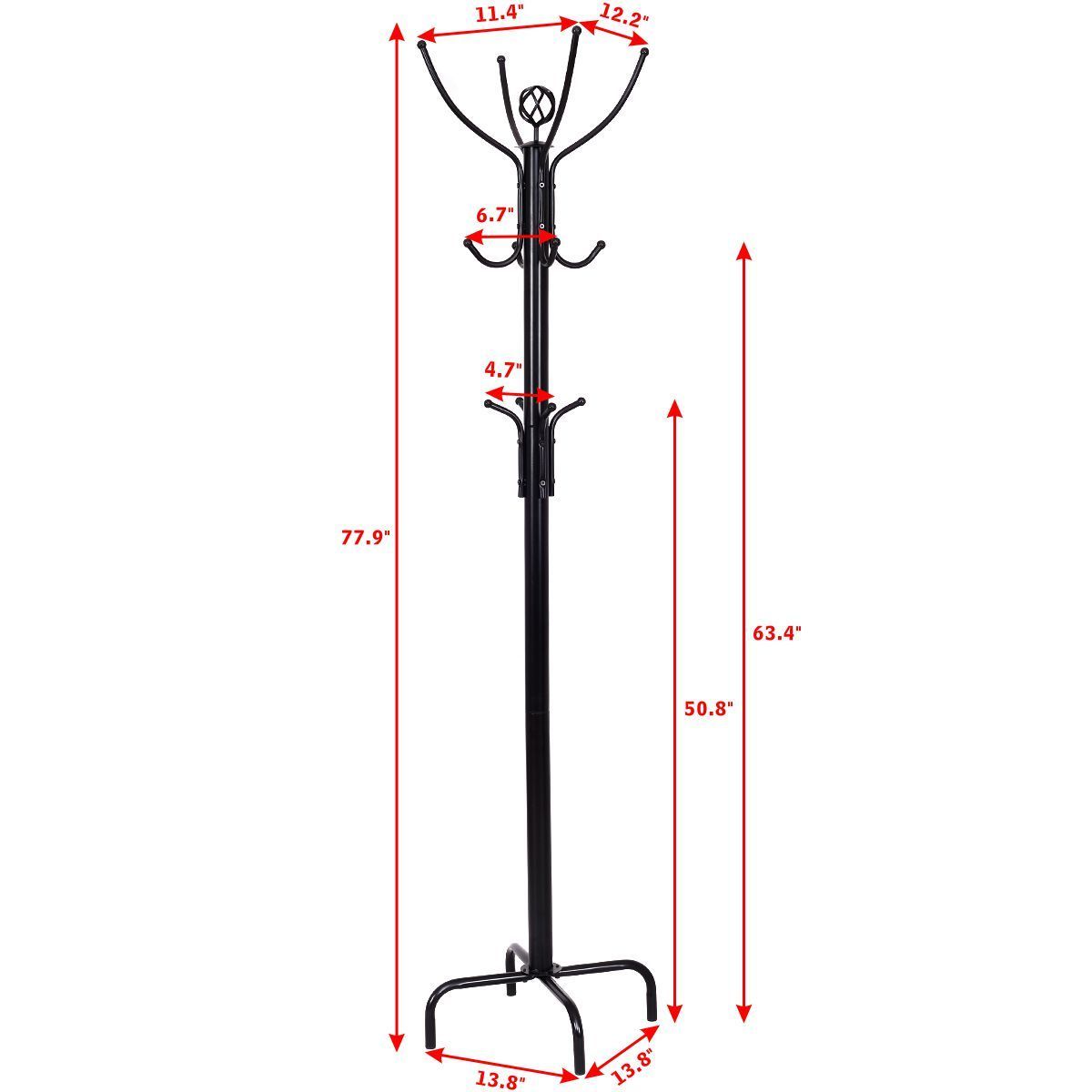 Metal Coat Rack with 12 HooksÂ 