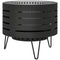 Round Fire Pit with Fire Poker, Portable Wood Burning Firepit with Ash Tray and Hairpin Legs, Outdoor Fireplace, Black