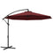 9.7ft Offset Patio Umbrella Garden Hanging Parasol Banana Cantilever Umbrella with Base, Crank, Wine Red