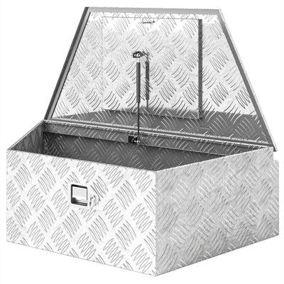 HOMCOM 39" Trapezoid Truck Tool Box Heavy Duty Aluminum Trailer Tongue Box with Lock and Keys for Pick Up Truck RV Trailer 