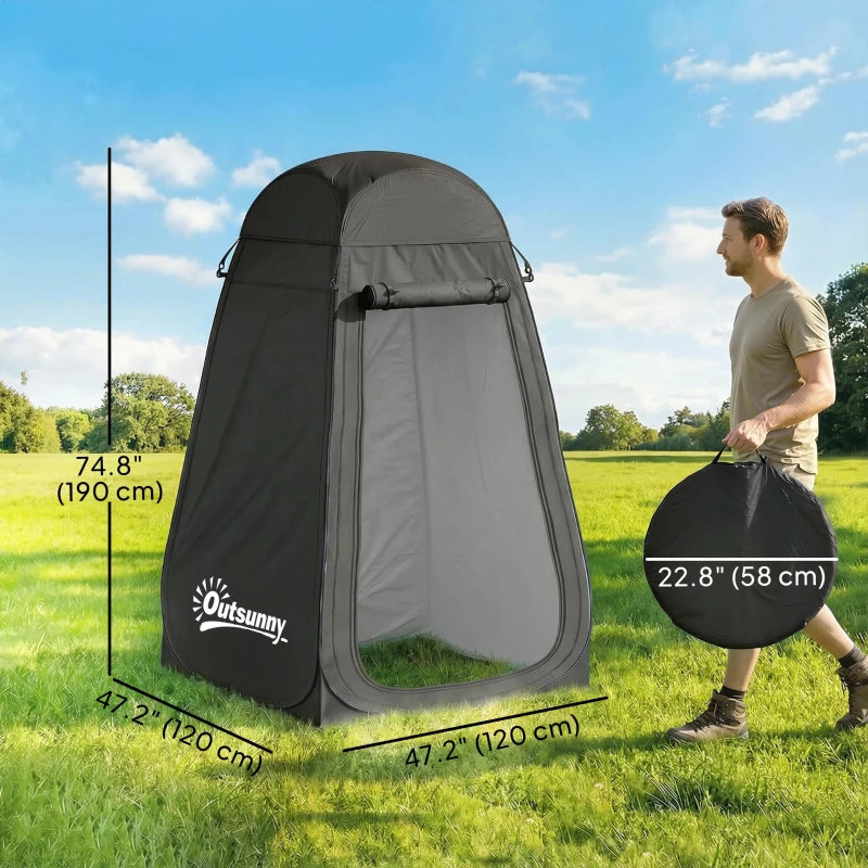 Pop Up Shower Tent, Portable Privacy Room for Outdoor Changing, Dressing, Fishing Storage with Carrying Bag, Black
