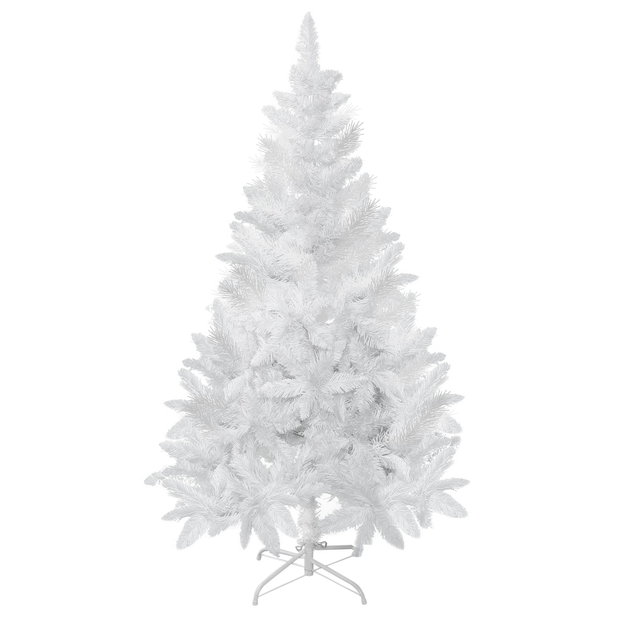 HOMCOM 5ft White Artificial Christmas Tree, Pine Realistic Branches, Auto-Open, Indoor Holiday Decor 