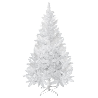 HOMCOM 5ft White Artificial Christmas Tree, Pine Realistic Branches, Auto-Open, Indoor Holiday Decor 