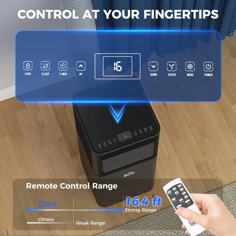 8000 BTU Portable Air Conditioner with Fan & Dehumidifier Mode, Quiet AC Unit with Remote Control, 24-Hour Timer, Black