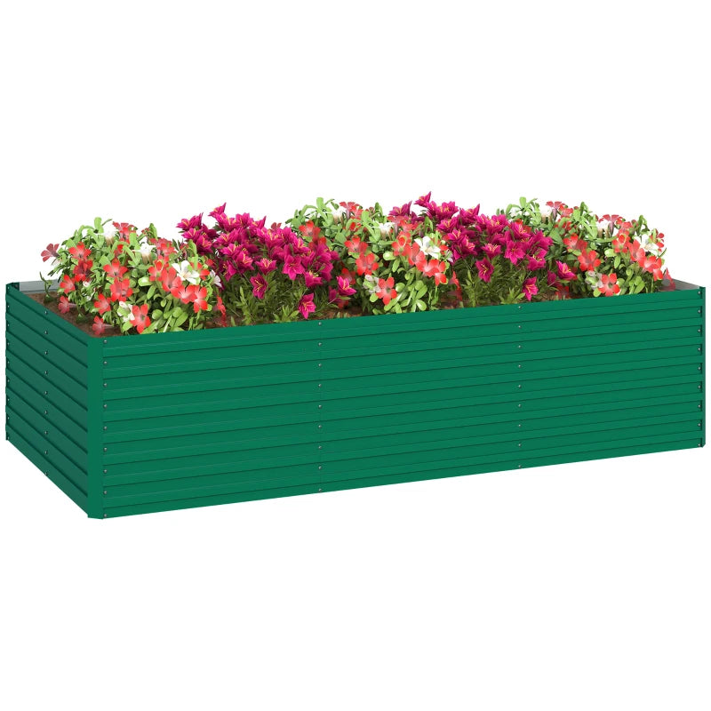 8' x 4' x 2' Raised Garden Bed, Galvanized Planter Box for Growing Flowers, Herbs and Vegetables, Green