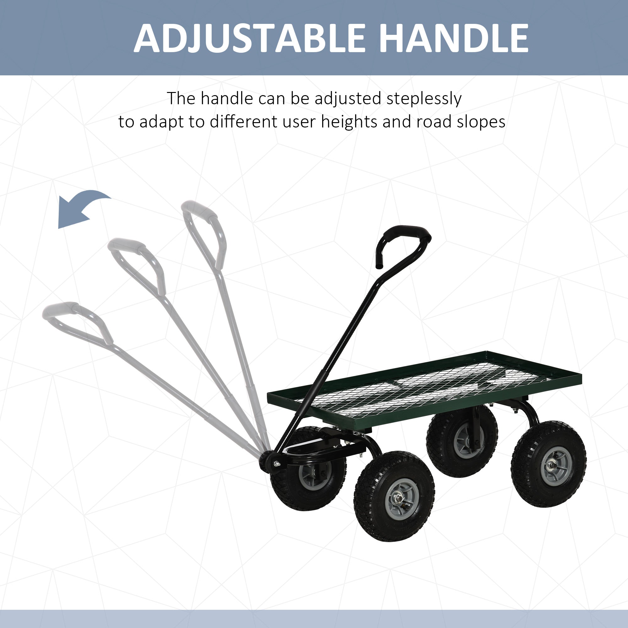 Outsunny Heavy Duty Garden Wagon Cart with 10" Wheels, 330 lbs Capacity, for Garden, Beach, Lawn, Black 