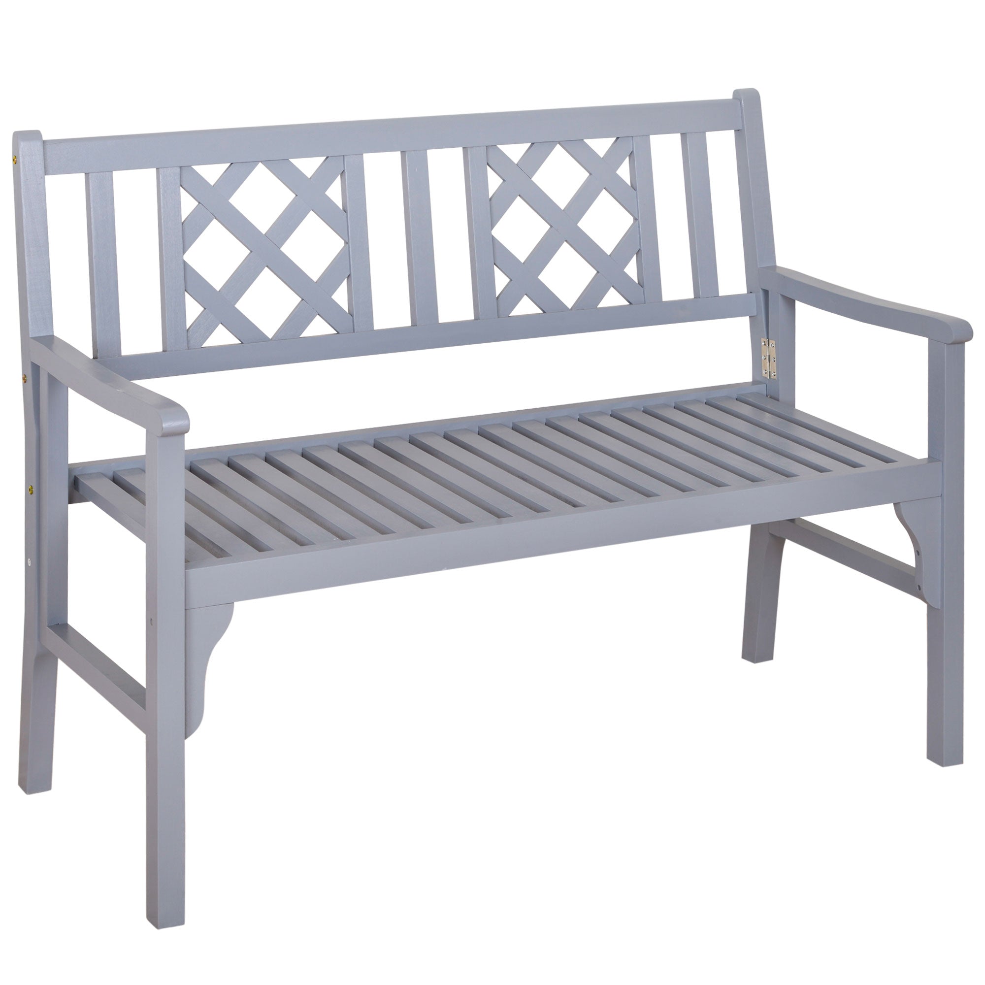 Outsunny Garden Bench 2-Seater Patio Wooden Loveseat Backrest Armrest Grey 