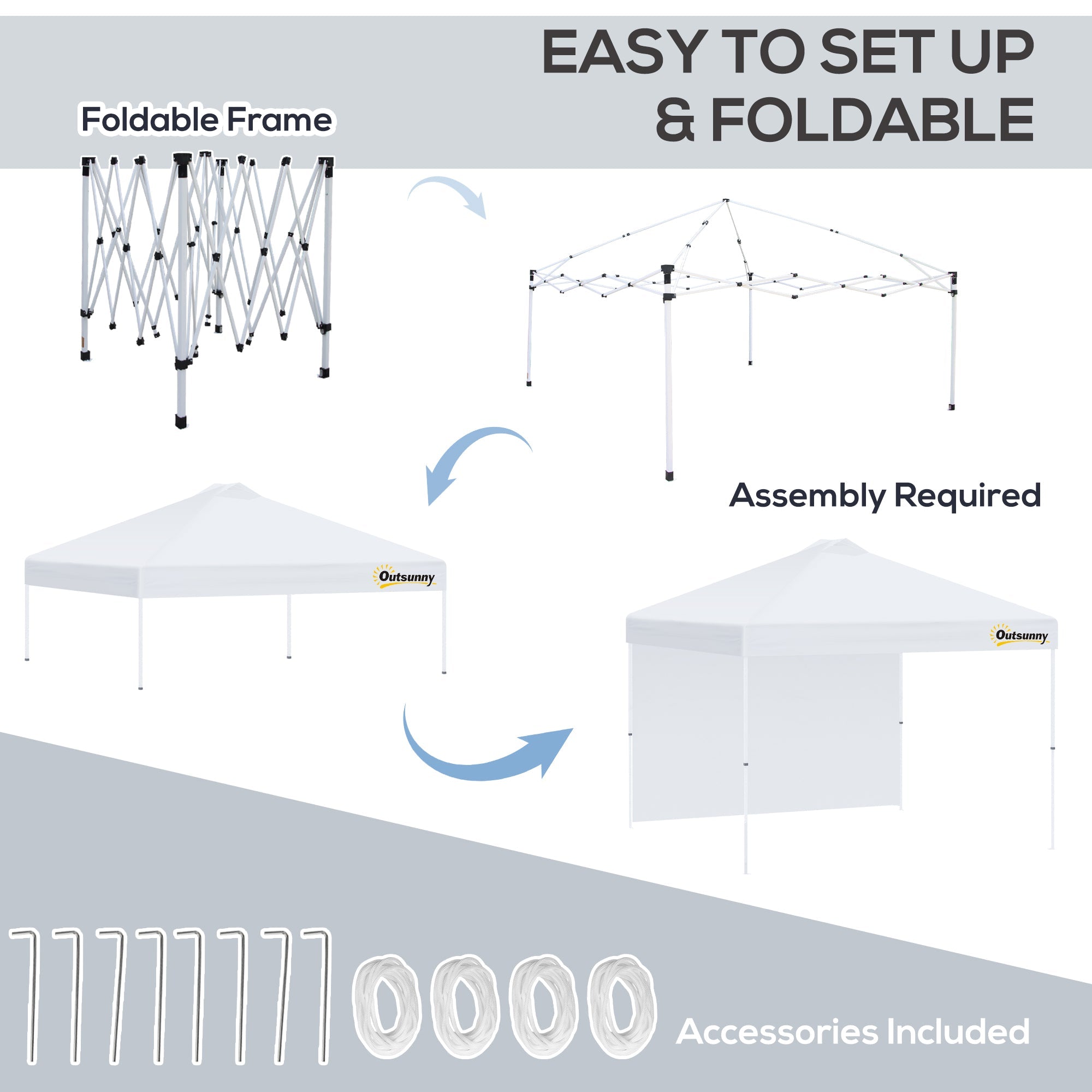 Outsunny 10' x 10' Pop Up Canopy Tent with Adjustable Height, 1 Sidewall, and Wheeled Carry Bag for Outdoor, Garden, Patio, White 