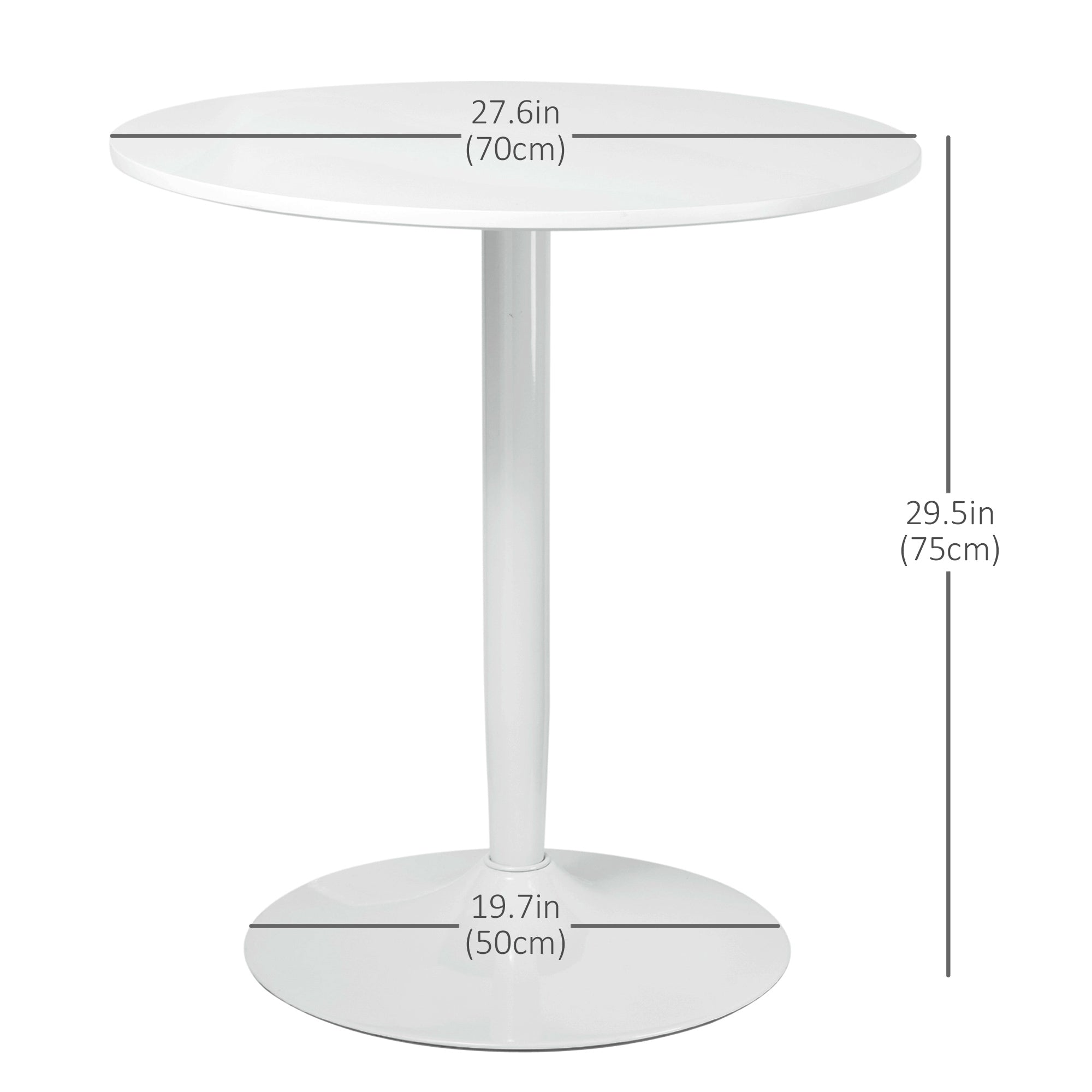 HOMCOM Modern Round Dining Table Steel Base White for Living Dining Room Sleek & Stylish 