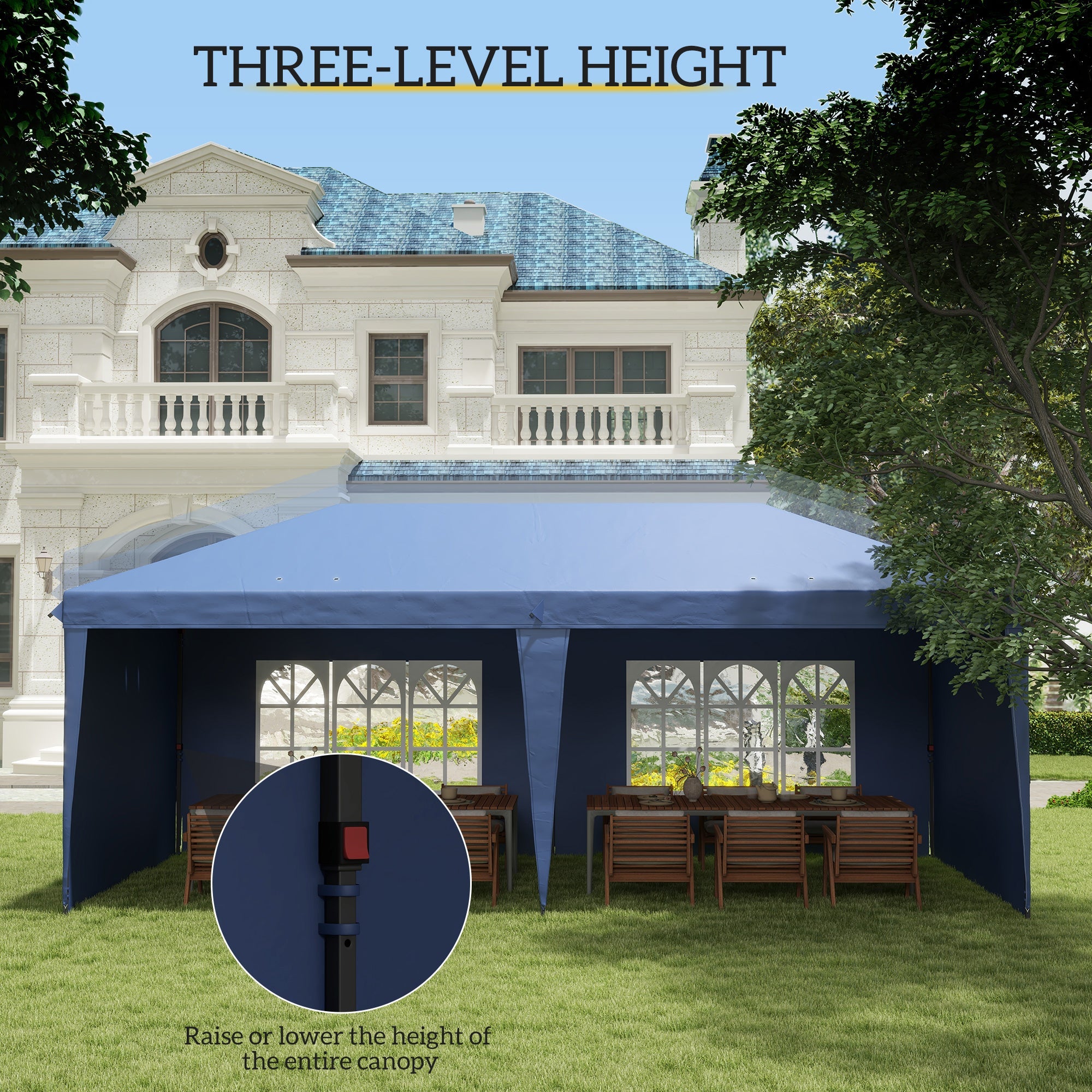 Outsunny 10' x 20' Outdoor Pop Up Canopy Tent Party Tent Instant Shelter W/ Carrying Bag, Blue 