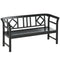 Wooden Outdoor Bench, 3 Person Patio Garden Bench with Diamond Pattern Backrest, Slatted Seat, 792 LBS Capacity, Black