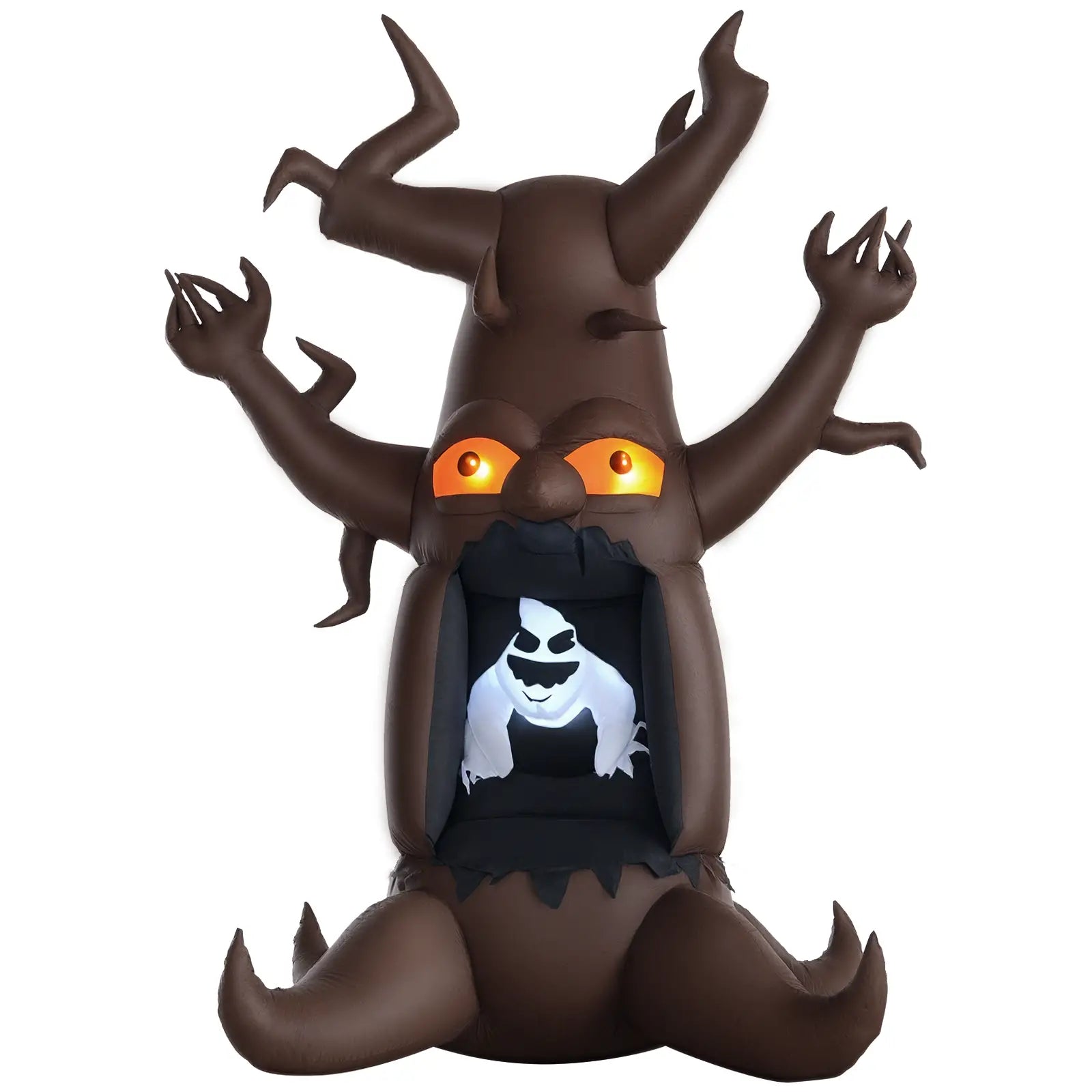 HOMCOM Inflatable Haunted Tree – LED Lighted Halloween Decoration with Owl, Ghost, and Pumpkins 