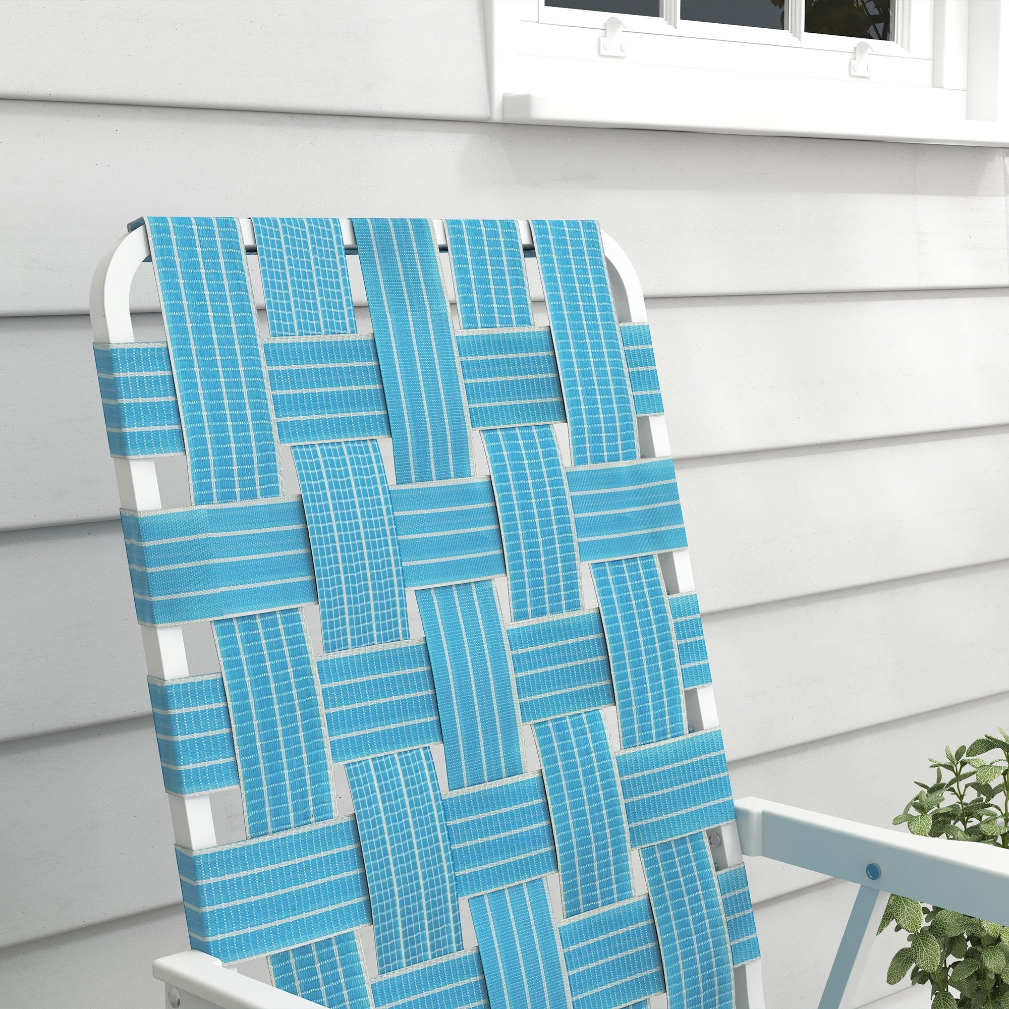 Outsunny Set of 2 Folding Patio Chairs, Classic Portable Chair Set, Outside Chairs with Armrests for Camping, Garden, Pool, Beach, Backyard, Blue 