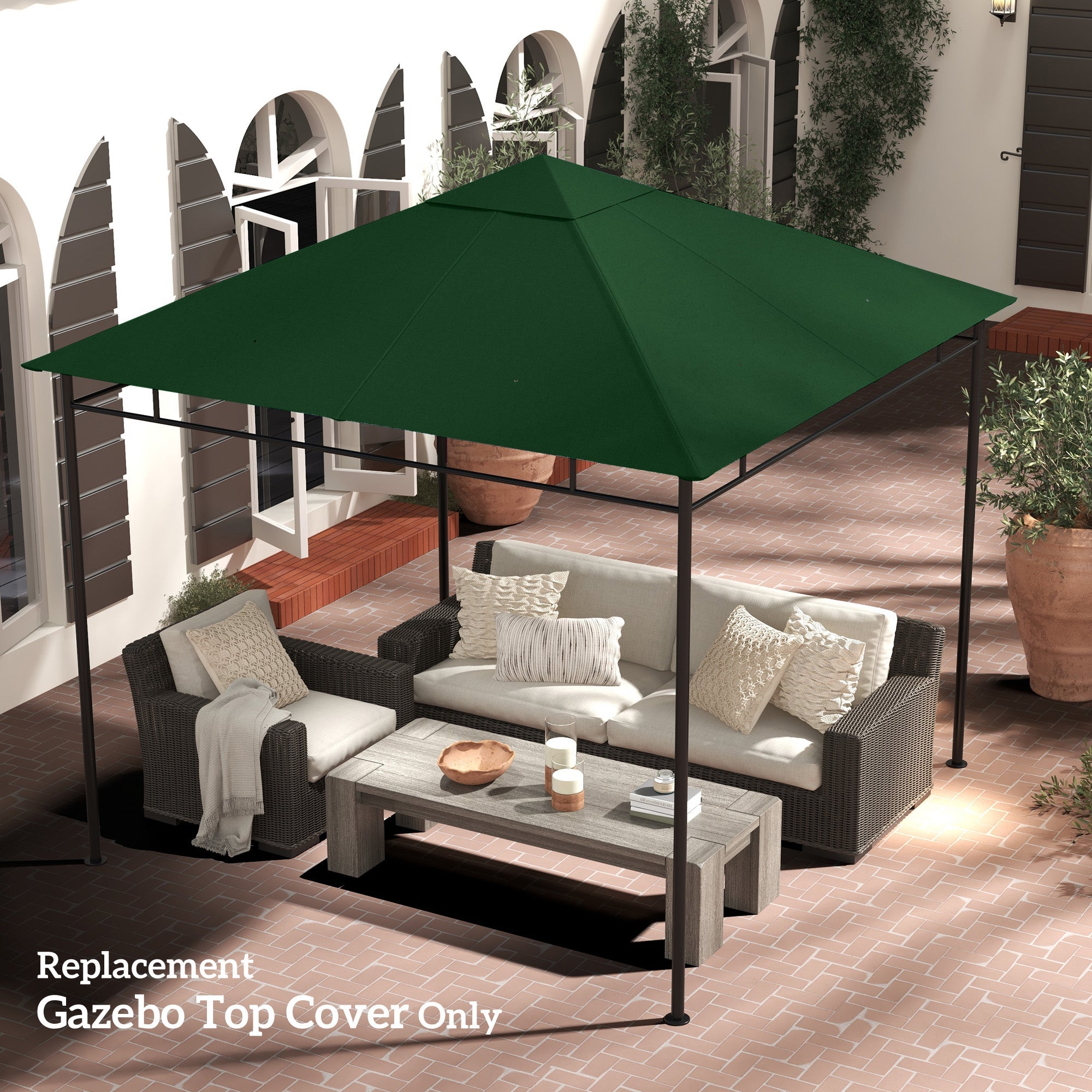 Outsunny Gazebo Canopy Replacement 9.84 x 9.84ft UV Protected Top Sun Shade Green 