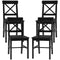 HOMCOM 4 Pc Farmhouse Dining Chair Set Wooden Cross Back Elegant Design Black for Kitchen Room Comfort & Durability