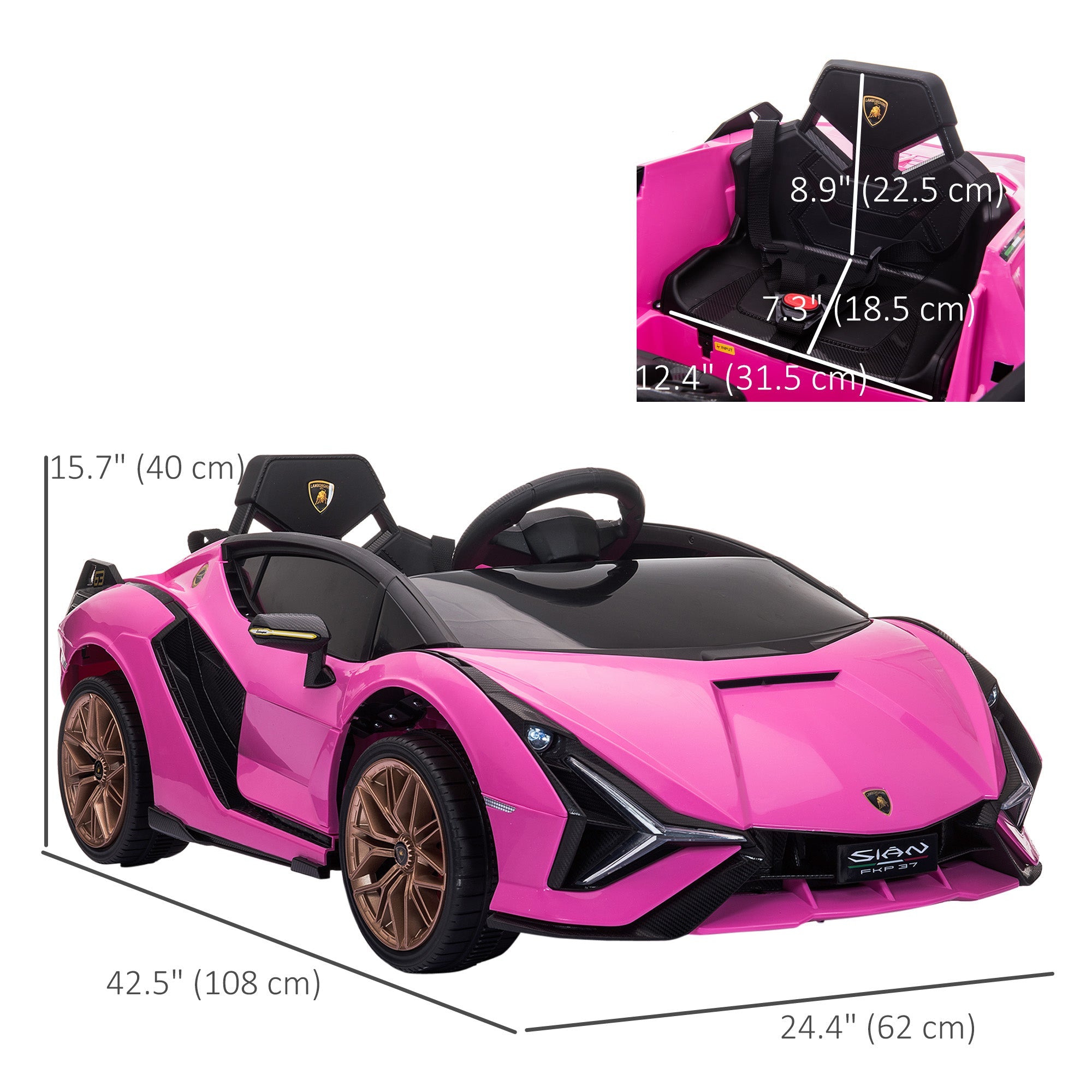 Aosom Compatible 12V Battery-powered Kids Electric Ride On Car Toy with Parental Remote Control Music Lights MP3 Pink 