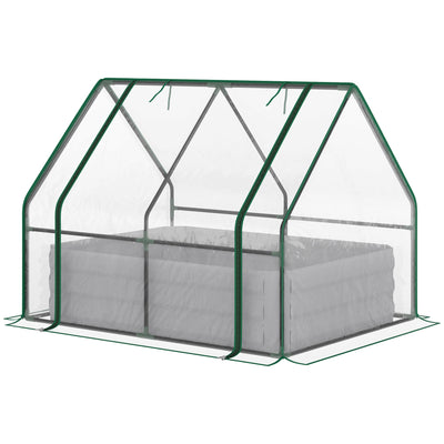 Outsunny Raised Garden Oasis: Outdoor Raised Garden Bed with Greenhouse Cover and Roll Up Door for Plant Growth, 50"x37.4"x36.2", Clear 