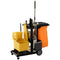 Commercial Janitorial Cart with 3 Tier Shelves, Cleaning Cart with Rubbish Bag and Mop Mount for Hotel Restaurant, Grey