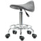 HOMCOM Saddle Stool PU Leather Adjustable Rolling Salon Chair Grey for Massage Spa Clinic Beauty Tattoo