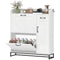 Farmhouse Shoe Storage Cabinet with Side Cabinet and Adjustable Shelves for Entryway, Hallway, Holds 12 Pairs, White