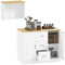 Kitchen Island with Storage Cabinets, Spacious Countertop 3 Drawers, 2 Adjustable Shelves and Sitting Space for Dining Room, White