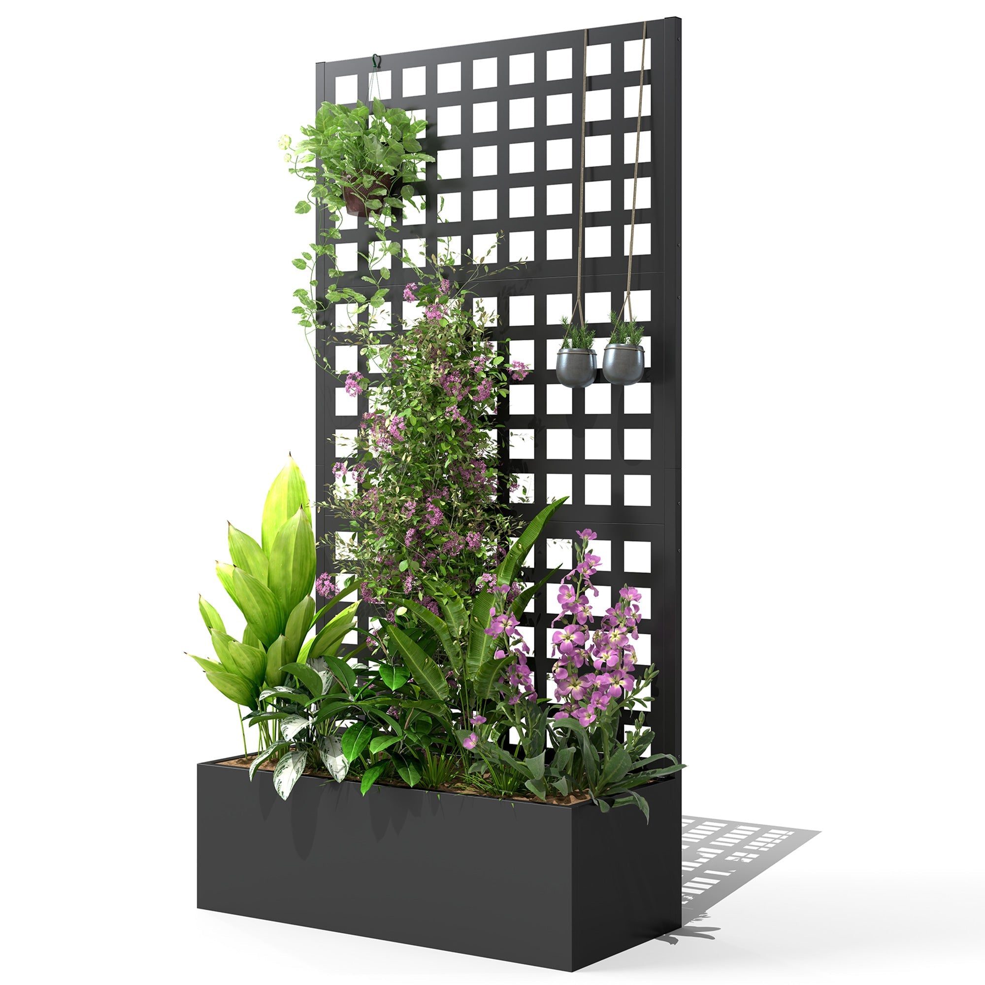 Outsunny Galvanized Raised Garden Bed Planter Box with Trellis for Climbing Plants, Vegetable, Vines, 35" x 16" x 70" 