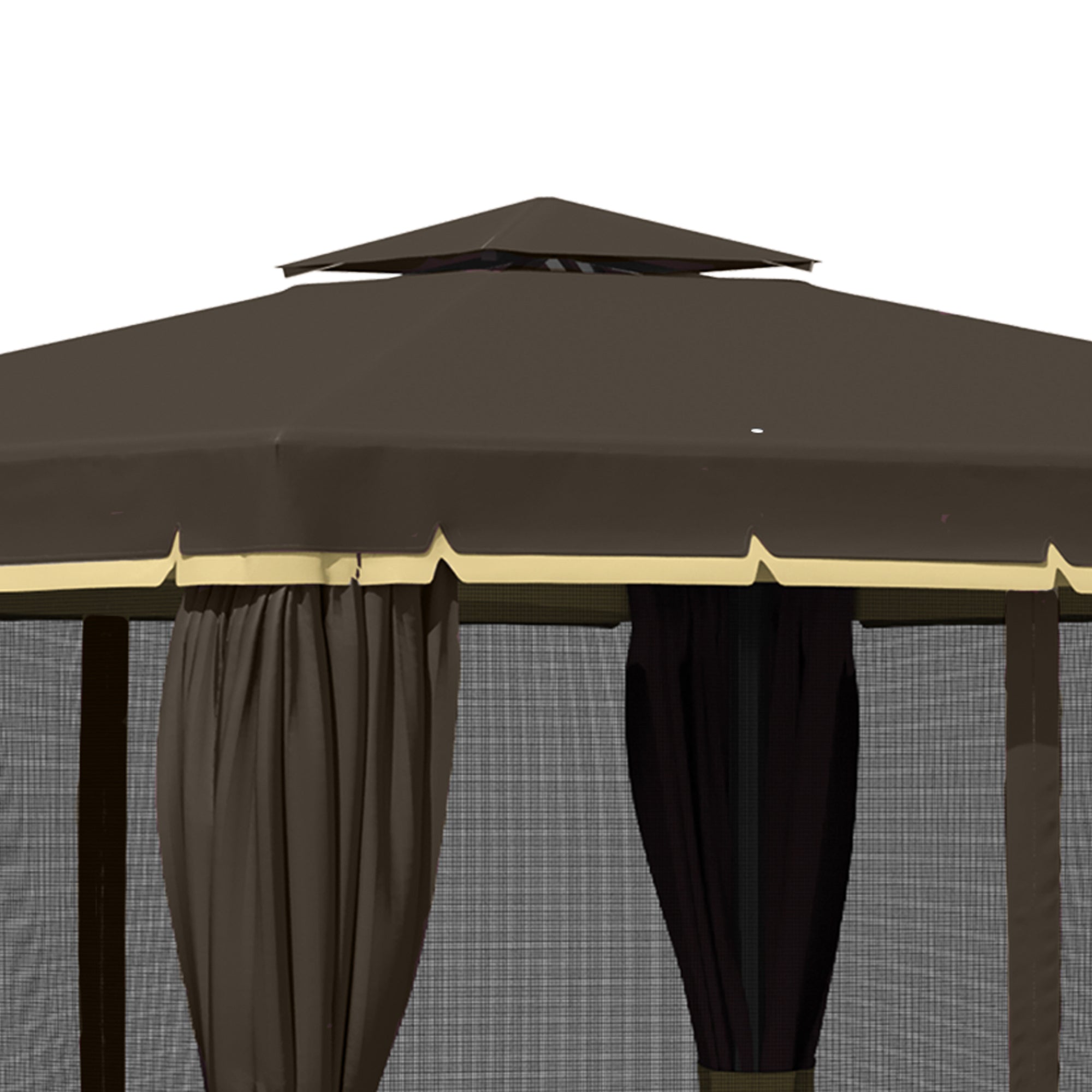 Outsunny 10' x 10' 2-Tier Outdoor Gazebo Canopy Tent with Zippered Mesh Sidewalls, Aluminum Frame for Patio, Backyard, Coffee 