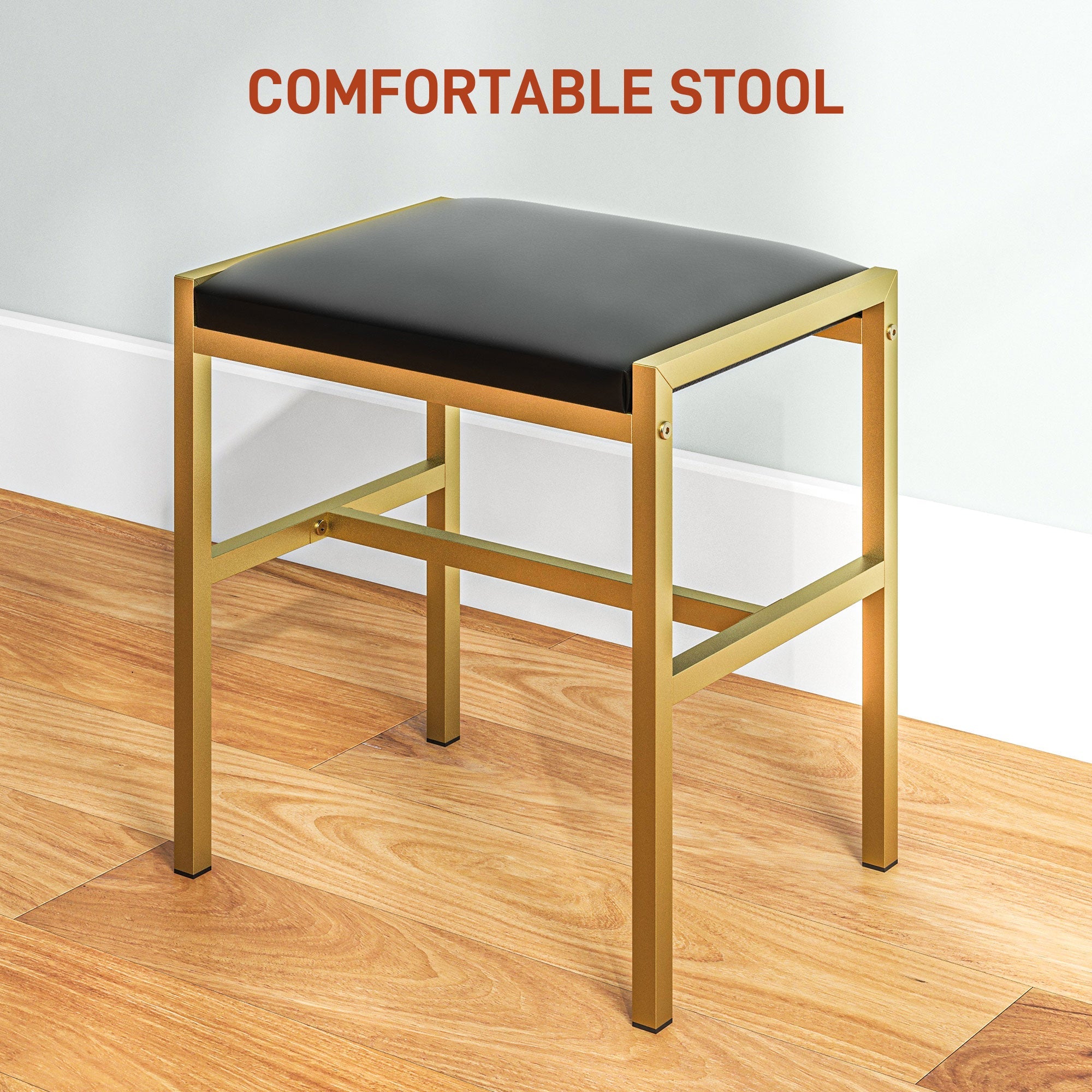 HOMCOM Makeup Vanity Desk Set with Lighted Mirror, Stool, Drawers, Shelves, 2 Lighting Modes, Dressing Table, Black 