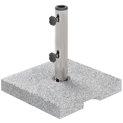 Outsunny Square Patio Umbrella Base, Outdoor Umbrella Stand with Handles 2 Adjustable Knobs, Heavy Duty Patio Umbrella Stand for Garden Deck Poolside, Grey 