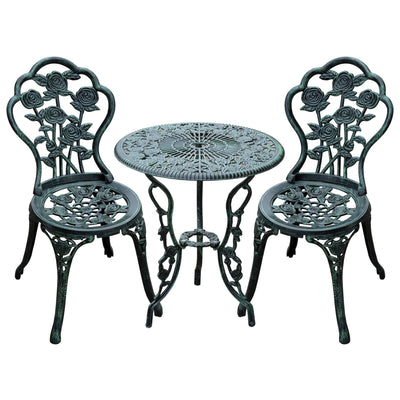 Outsunny 3 Pieces Antique Style Patio Bistro Table Chair Set Outdoor Garden Furniture Indoor Tea Table w/ Umbrella Hole and Chair Set| Aosom Canada 