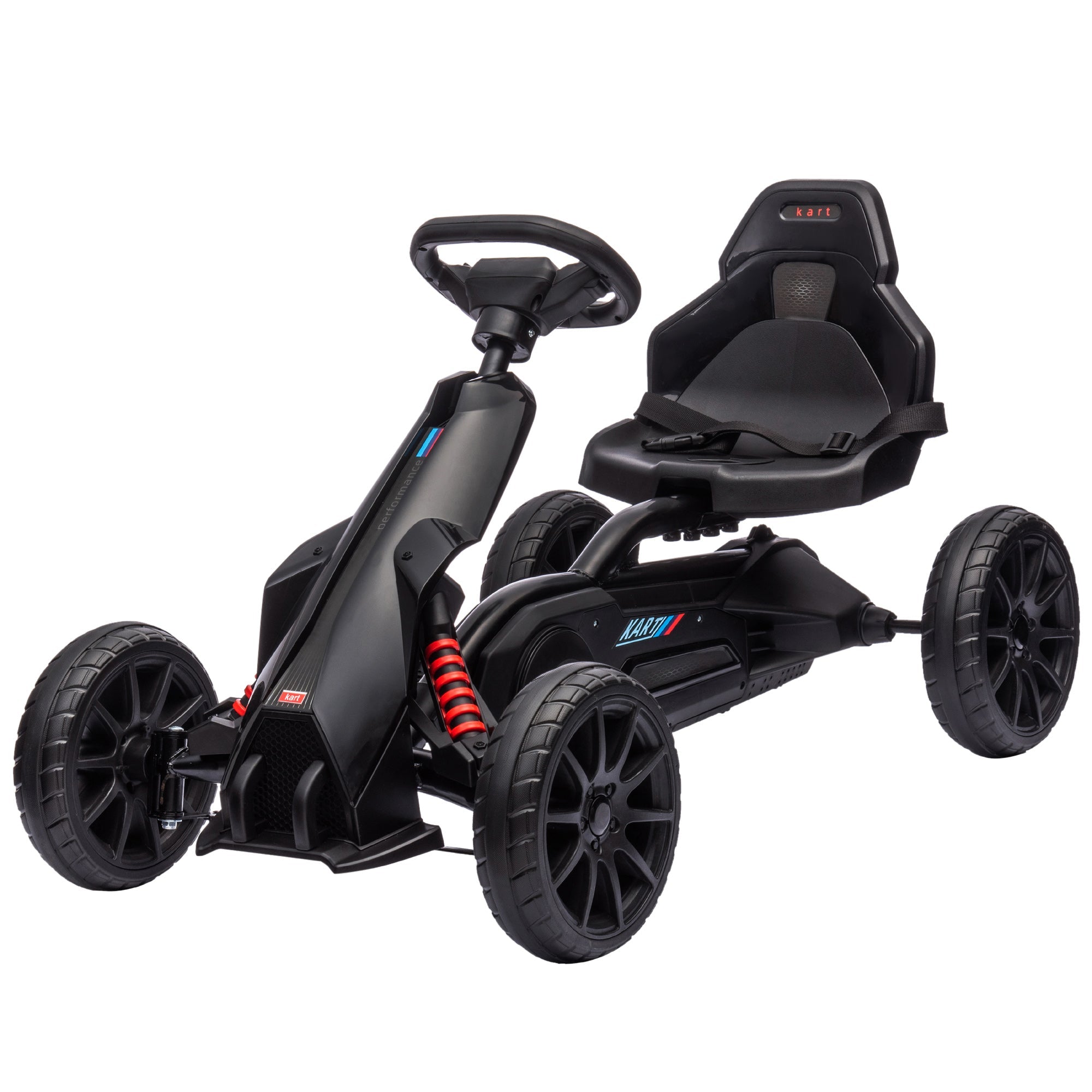 Aosom Adjustable Pedal Go Kart with Seat Shock Absorption Handbrake for Kids 3-8 Black 