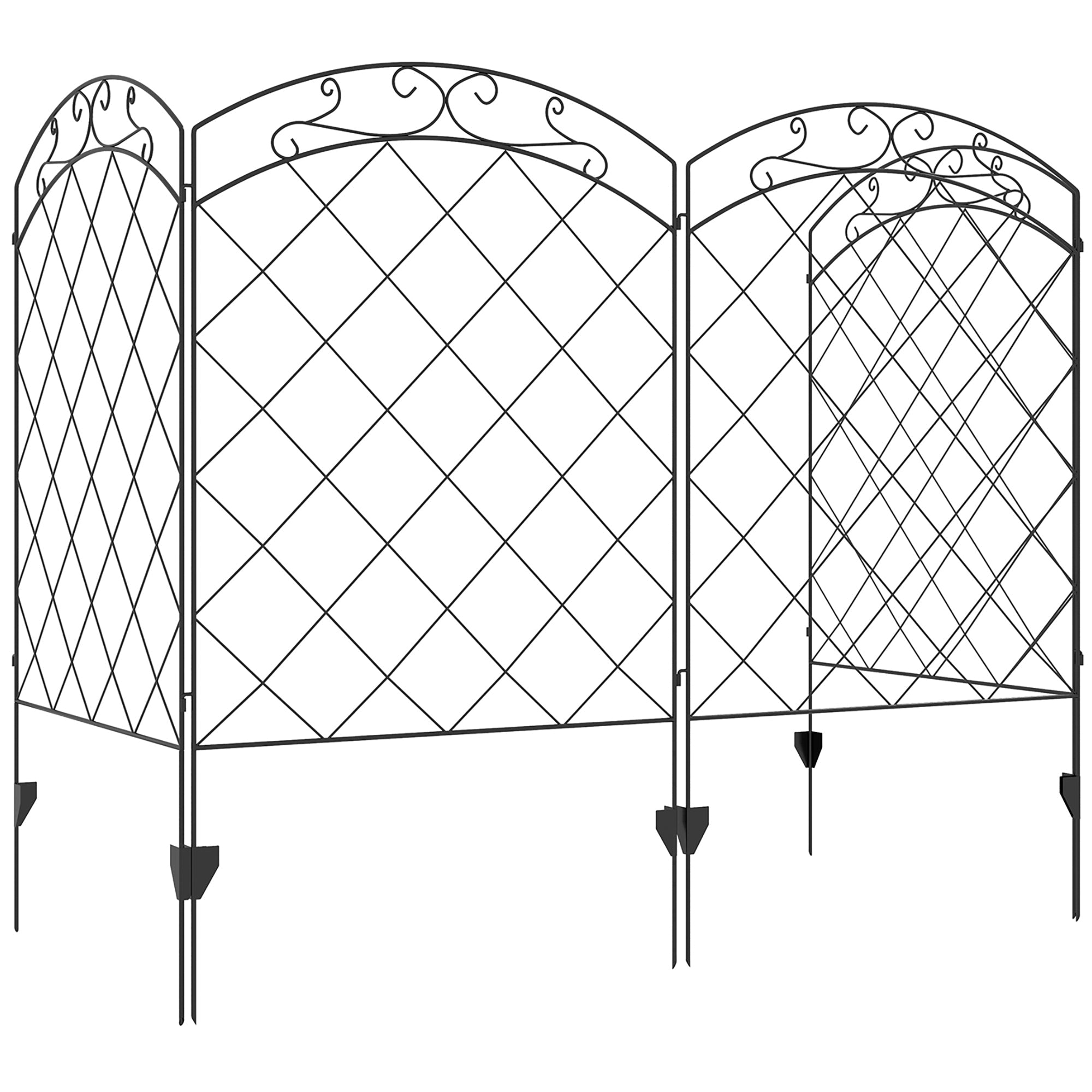 Outsunny 4 Pack Garden Fencing for Yard, Decorative Fence Panels as Animal Barrier and Flower Edging, Circle, Black 