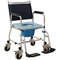Rolling Shower Chair, Bedside Commode Wheelchair with Padded Seat, Backrest, for Seniors, Disabled, 300 lbs, Black